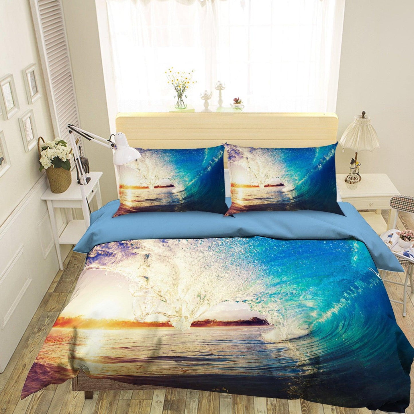 3D Blue Sea Wave Quilt Cover Set Bedding Set Pillowcases 41