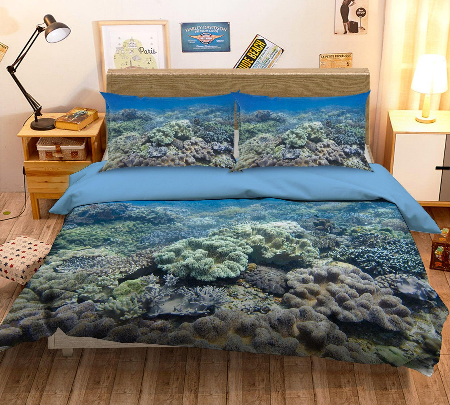 3D Blue Seabed Coral Quilt Cover Set Bedding Set Pillowcases 74