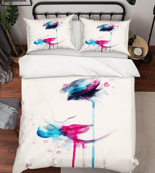 3D Beauty Woman Female Watercolor Quilt Cover Set Bedding Set Pillowcases 27