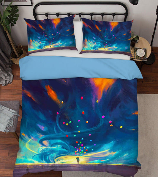 3D Blue Watercolor Balloon Quilt Cover Set Bedding Set Pillowcases 44