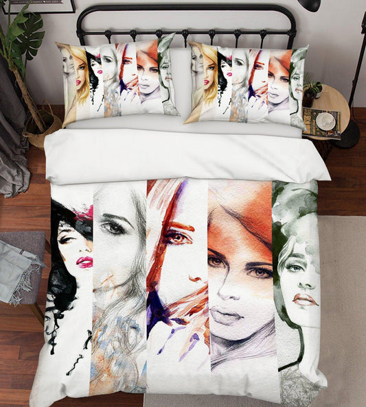 3D Beauty Female Women Quilt Cover Set Bedding Set Pillowcases 97