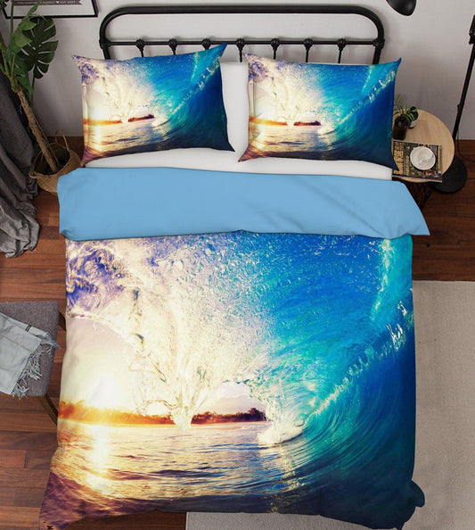 3D Blue Sea Wave Quilt Cover Set Bedding Set Pillowcases 41