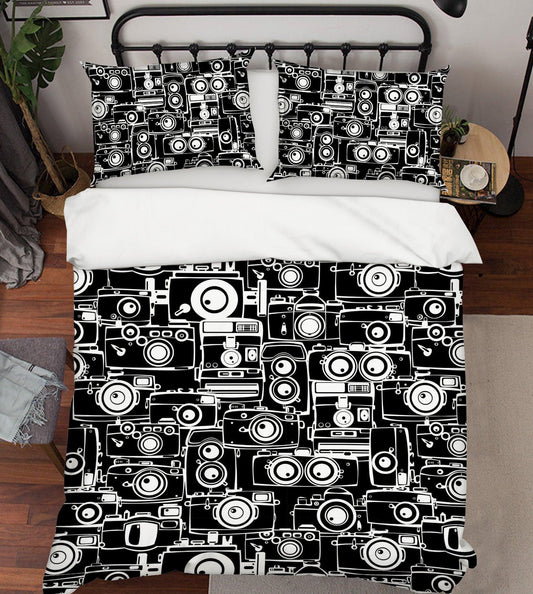 3D Black White Camera Quilt Cover Set Bedding Set Pillowcases 25