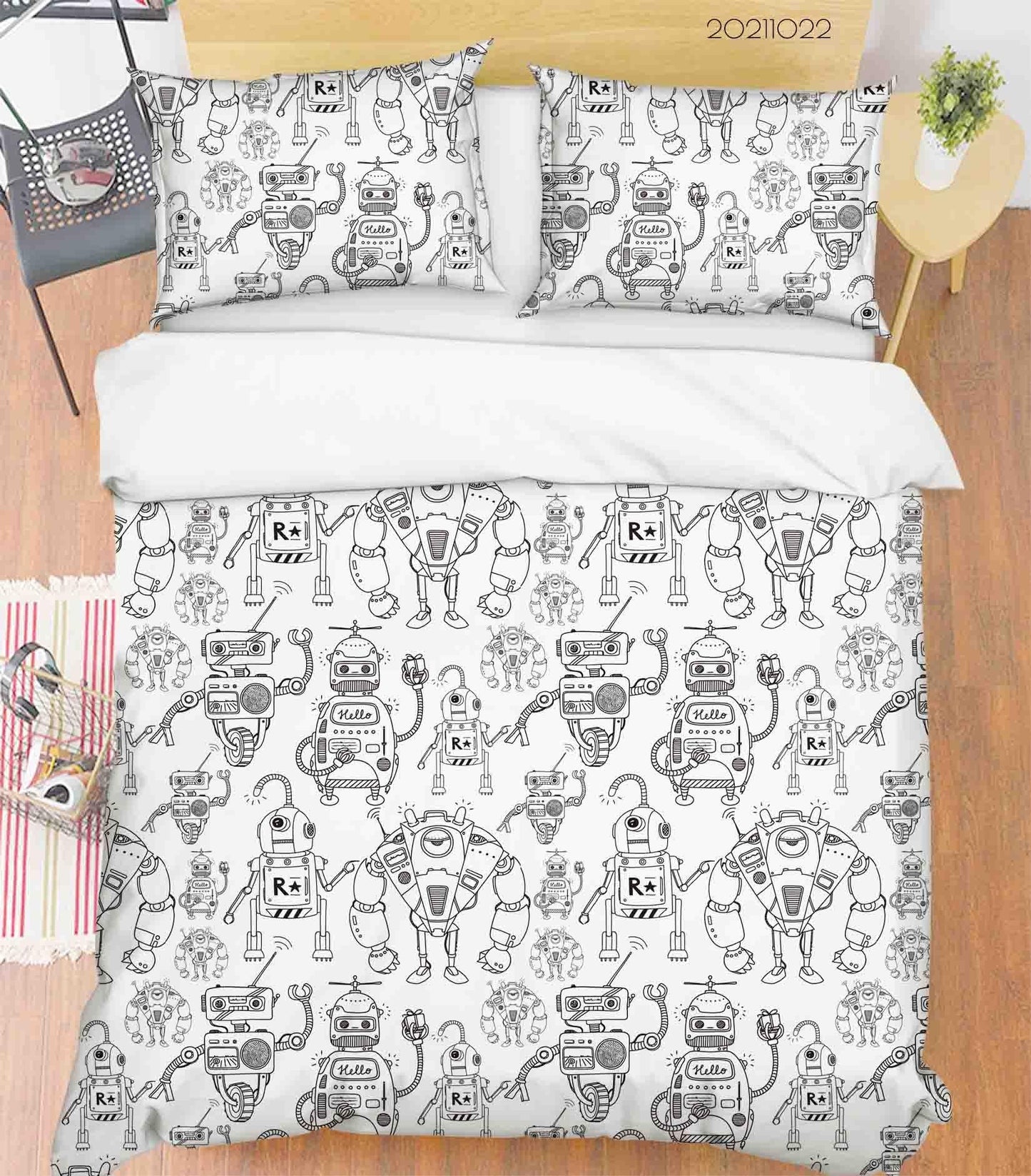 3D Abstract Robot Graffiti Quilt Cover Set Bedding Set Duvet Cover Pillowcases 24