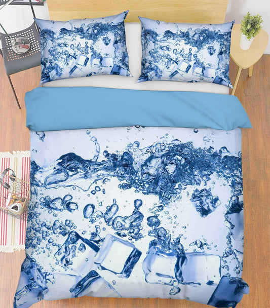 3D Blue Ice Cube Water Quilt Cover Set Bedding Set Pillowcases 67