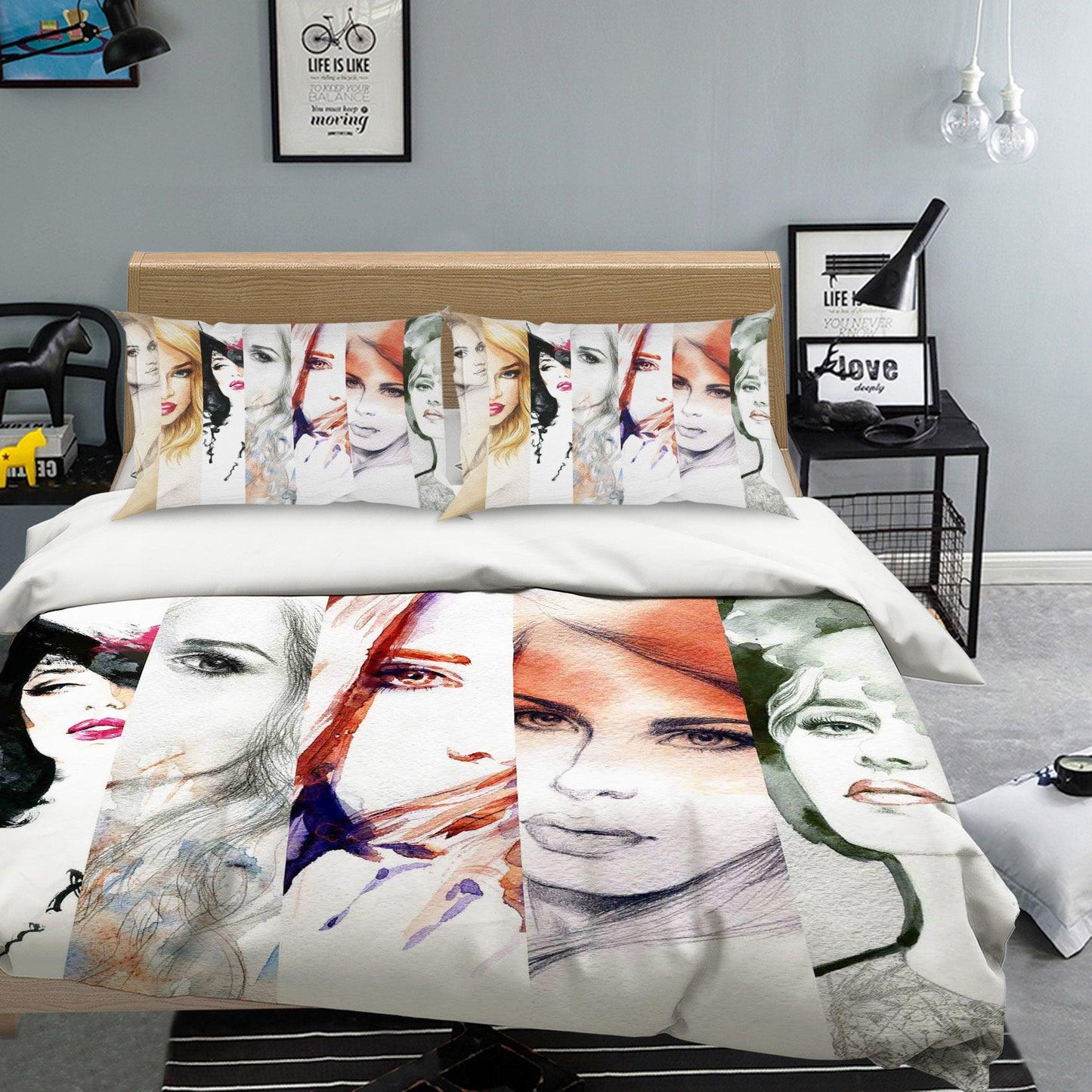 3D Beauty Female Women Quilt Cover Set Bedding Set Pillowcases 97