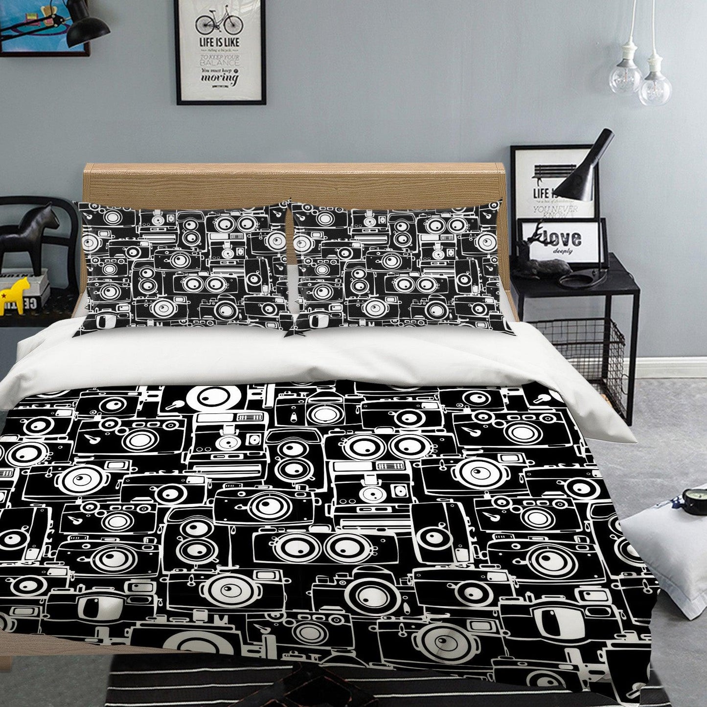 3D Black White Camera Quilt Cover Set Bedding Set Pillowcases 25