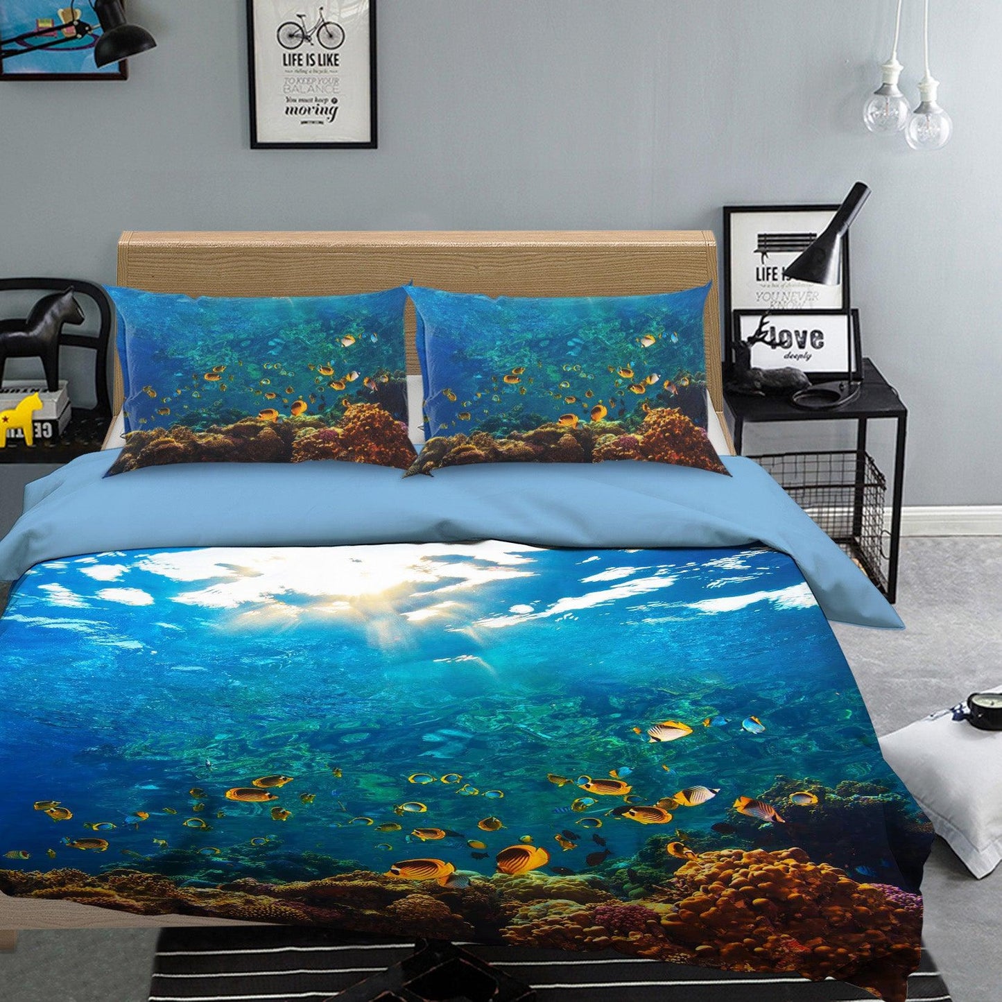 3D Blue Seabed Fish Coral Quilt Cover Set Bedding Set Pillowcases 18