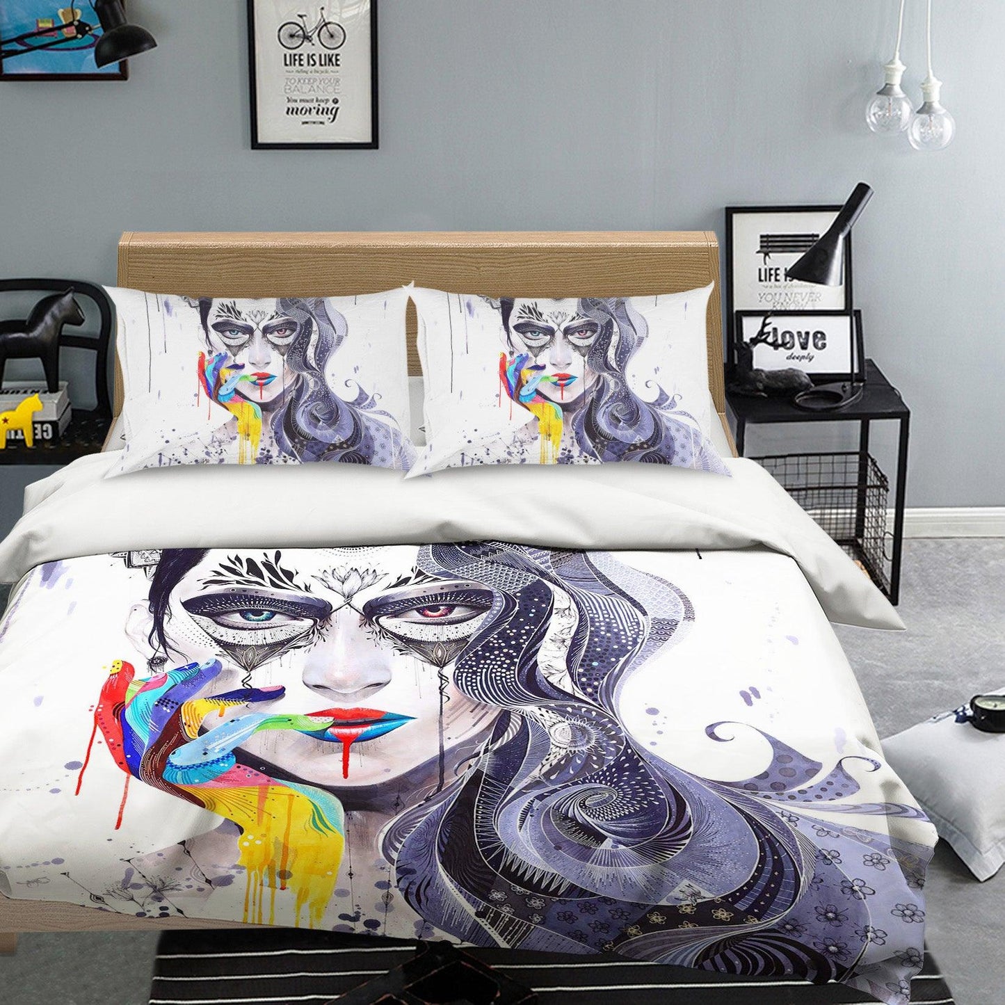 3D Beauty Graffiti Quilt Cover Set Bedding Set Pillowcases 106