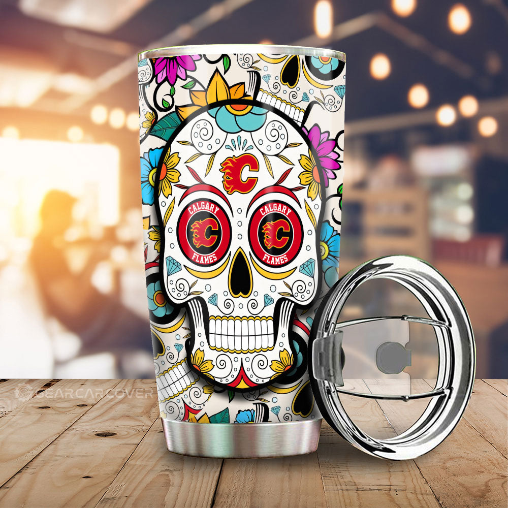 Calgary Flames Tumbler Cup Custom Sugar Skull Car Accessories
