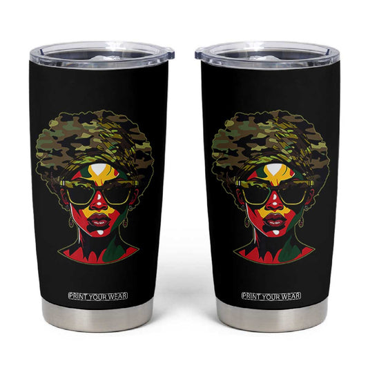 Camo African American Women Juneteenth Celebrating Black Freedom Day Tumbler Cup TS11