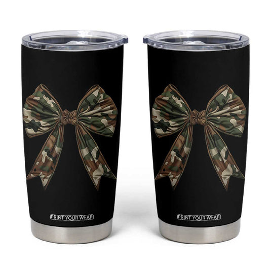 Camo Coquette Bow Tumbler Cup Camouflage Old Hunting Women Girl TS10