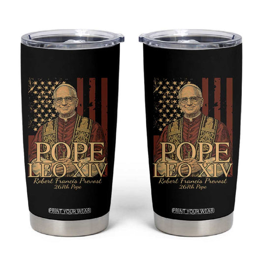 Cardinal Pope Leo XIV Tumbler Cup 267th Robert Francis Prevost American Flag TS11