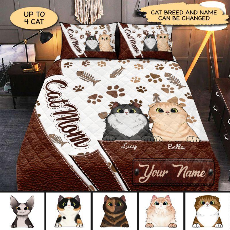 Cat Mom Personalized Quilt Bedding Set