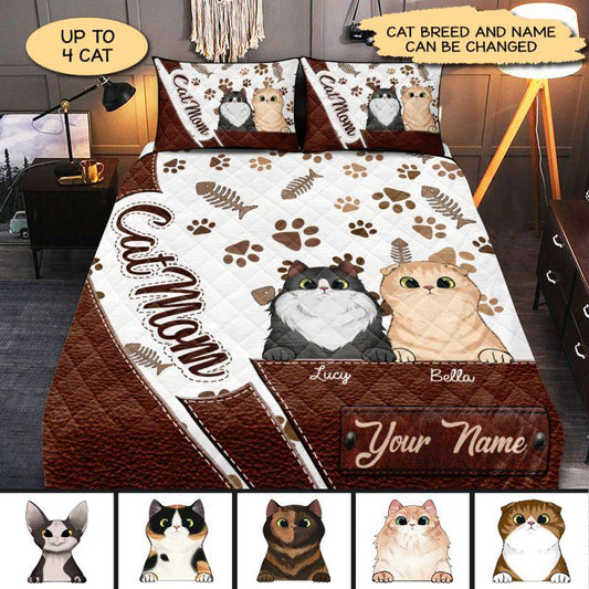 Cat Mom Personalized Quilt Bedding Set