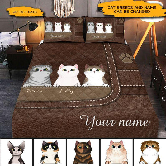 Cat Personalized Quilt Bedding Set