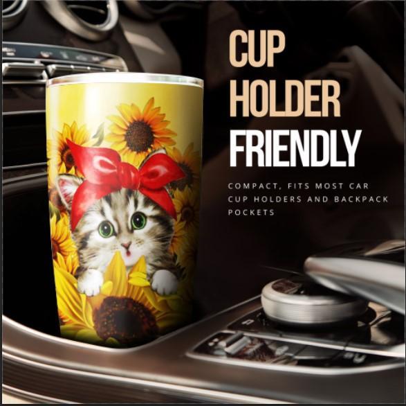 Cat Sunflower Custom Tumbler Stainless Steel