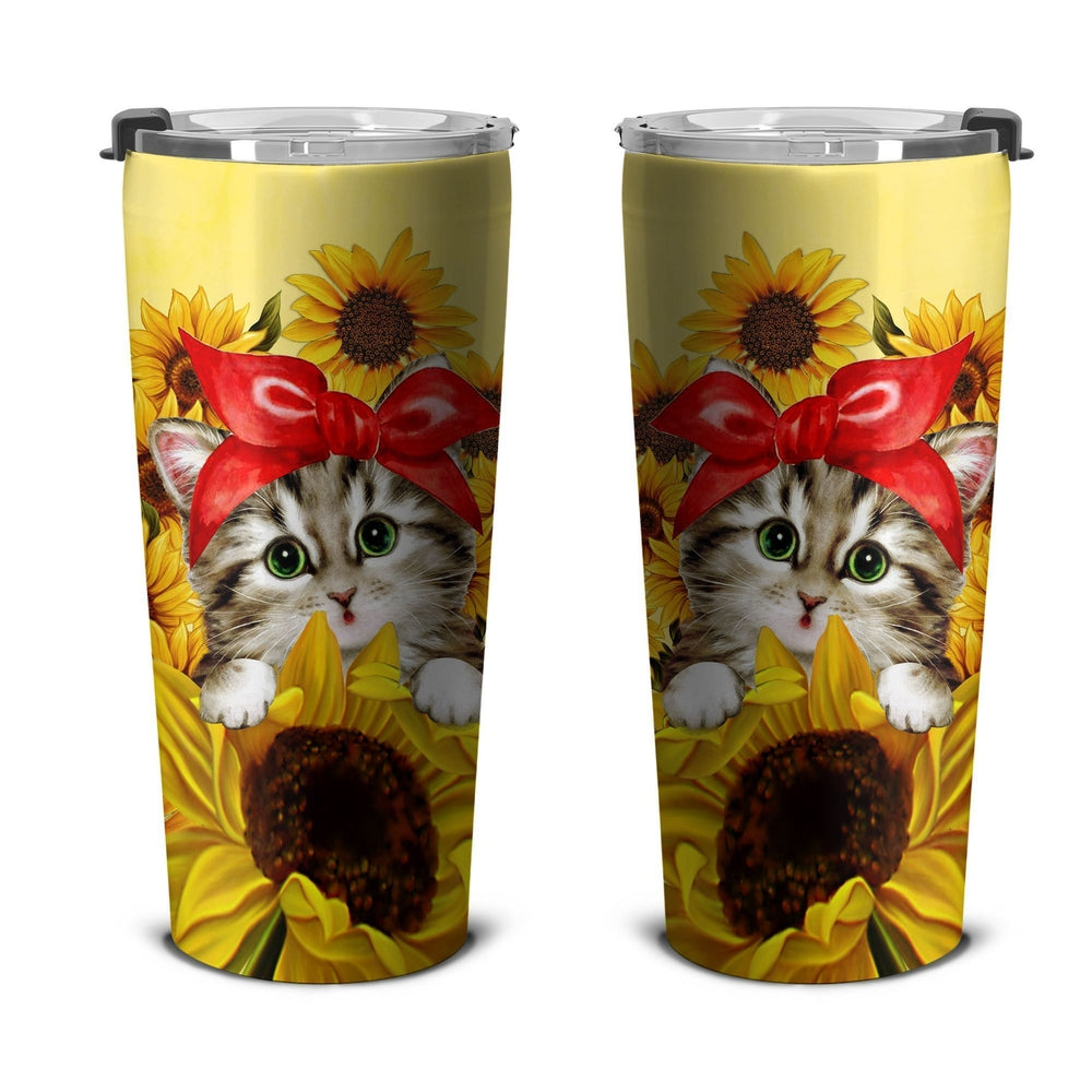 Cat Sunflower Custom Tumbler Stainless Steel