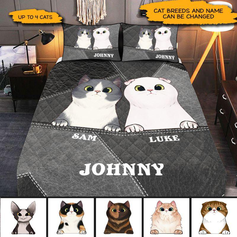 Cat Zipper Pattern Personalized Quilt Bedding Set