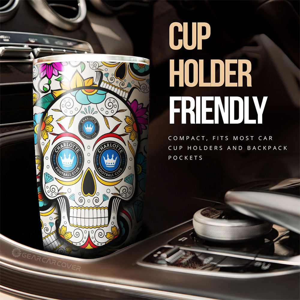 Charlotte FC Tumbler Cup Custom Sugar Skull Car Accessories