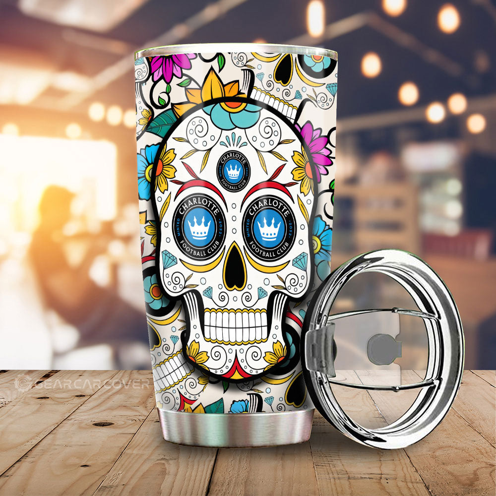 Charlotte FC Tumbler Cup Custom Sugar Skull Car Accessories
