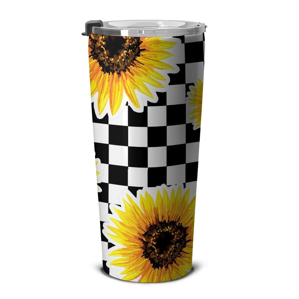 Checkerboard Sunflower Tumbler Stainless Steel Custom Car Accessories