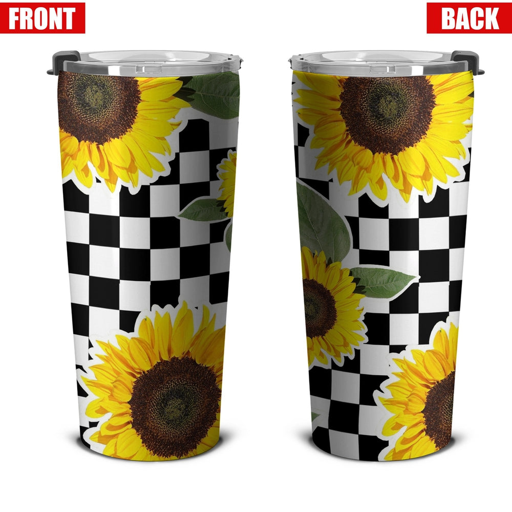 Checkerboard Sunflower Tumbler Stainless Steel Custom