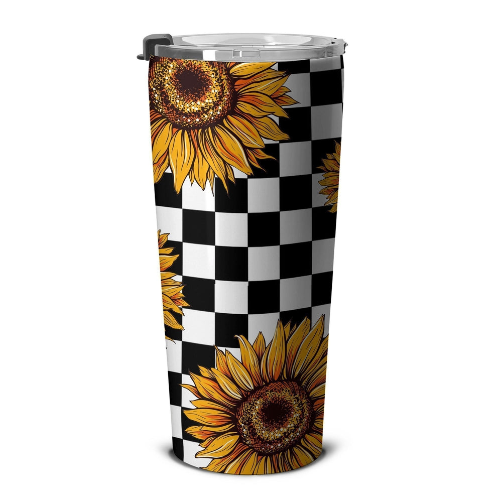 Checkerboard Sunflower Tumbler Stainless Steel Custom Interior