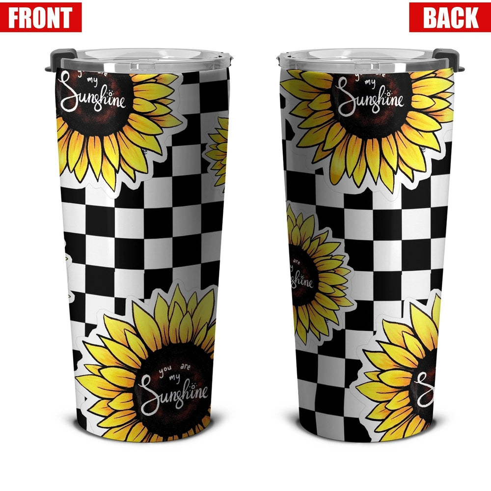 Checkerboard Sunflower Tumbler Stainless Steel Custom You Are My Sunshine