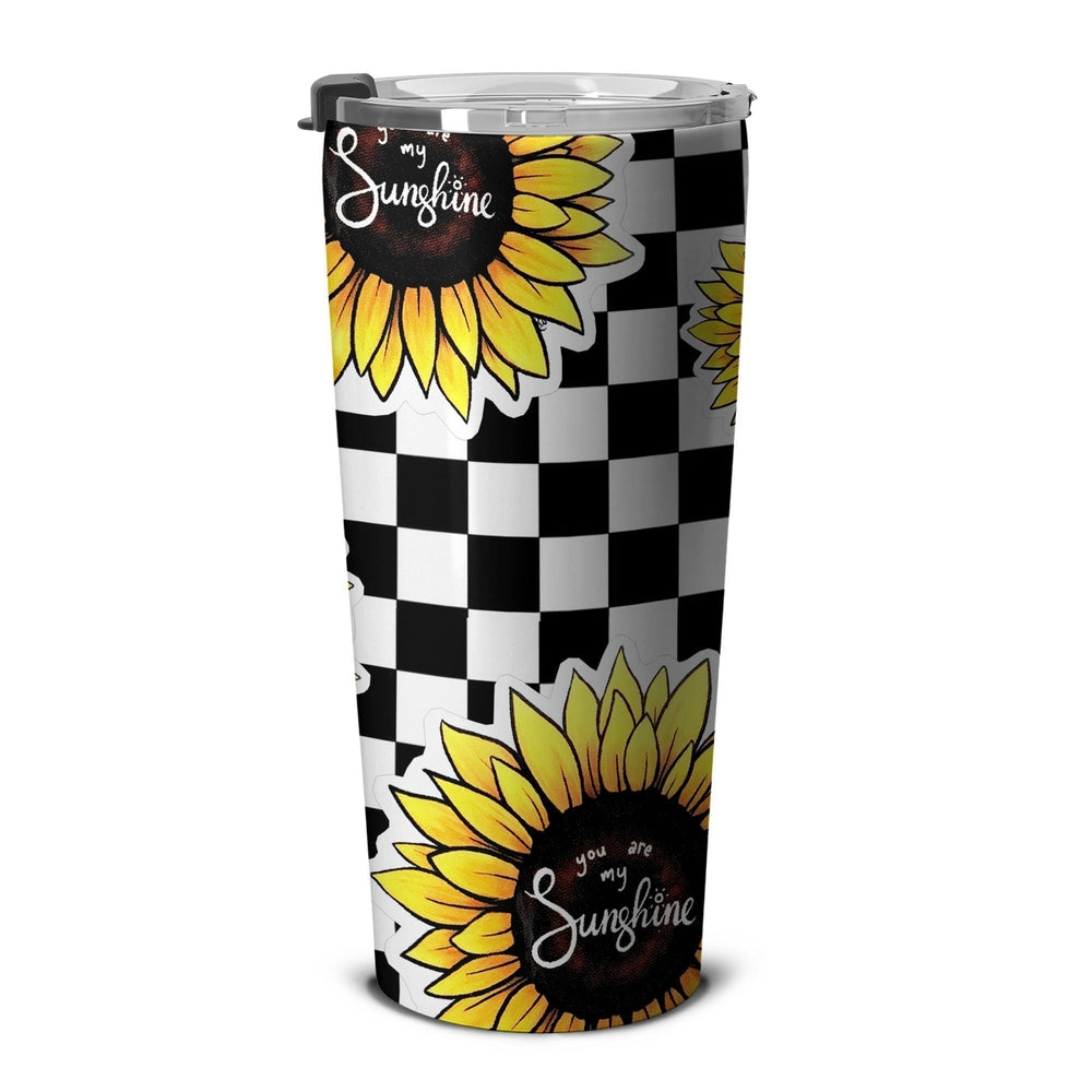 Checkerboard Sunflower Tumbler Stainless Steel Custom You Are My Sunshine