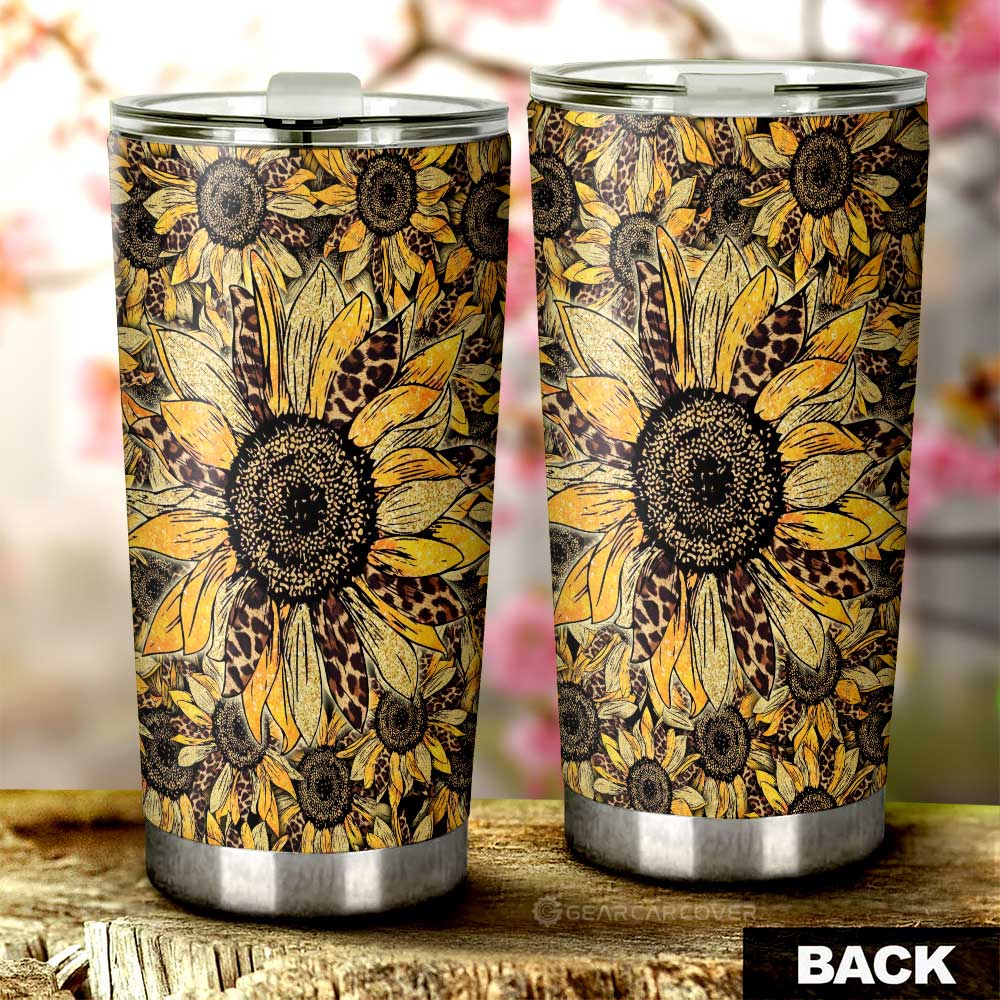 Cheetah Leopard Sunflower Tumbler Cup Custom Car Decoration