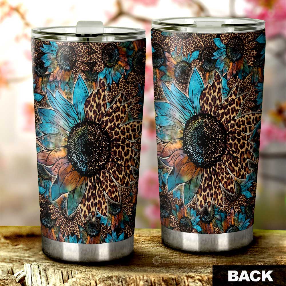 Cheetah Sunflower Tumbler Cup Custom Car Accessories