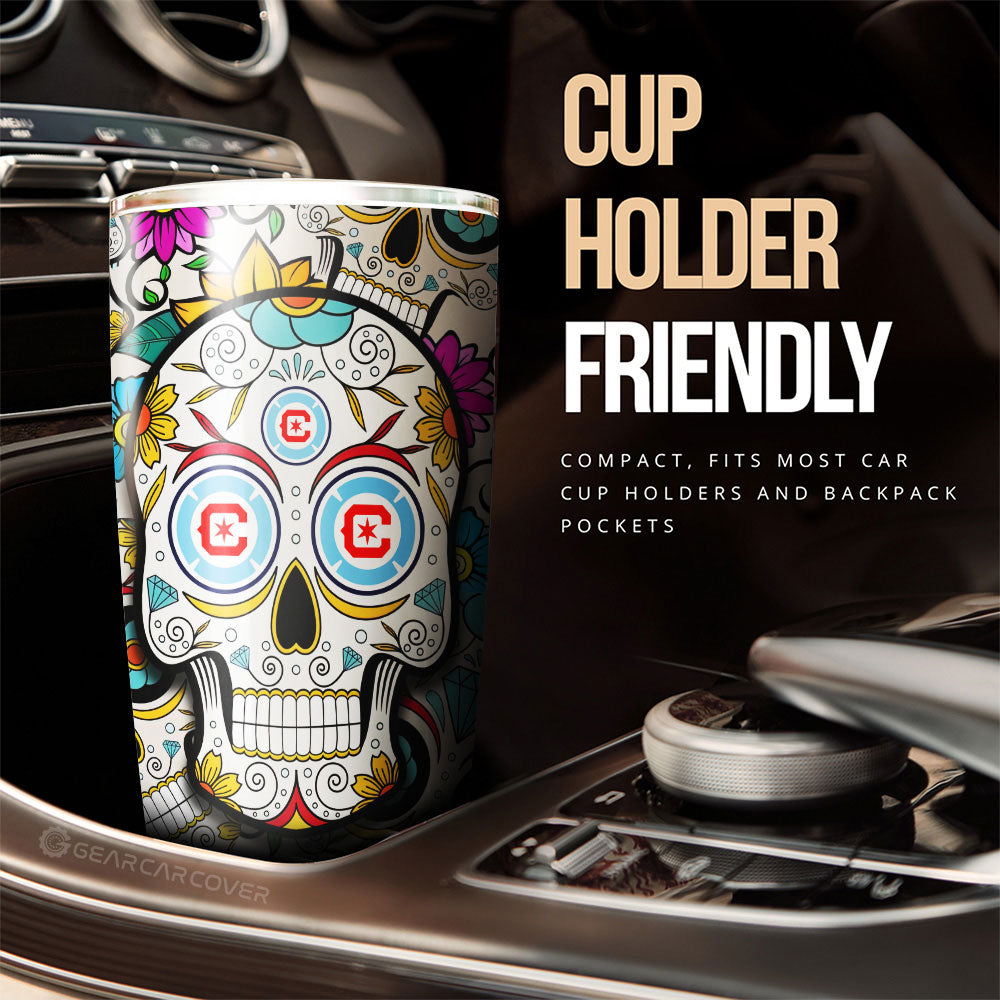 Chicago Fire FC Tumbler Cup Custom Sugar Skull Car Accessories
