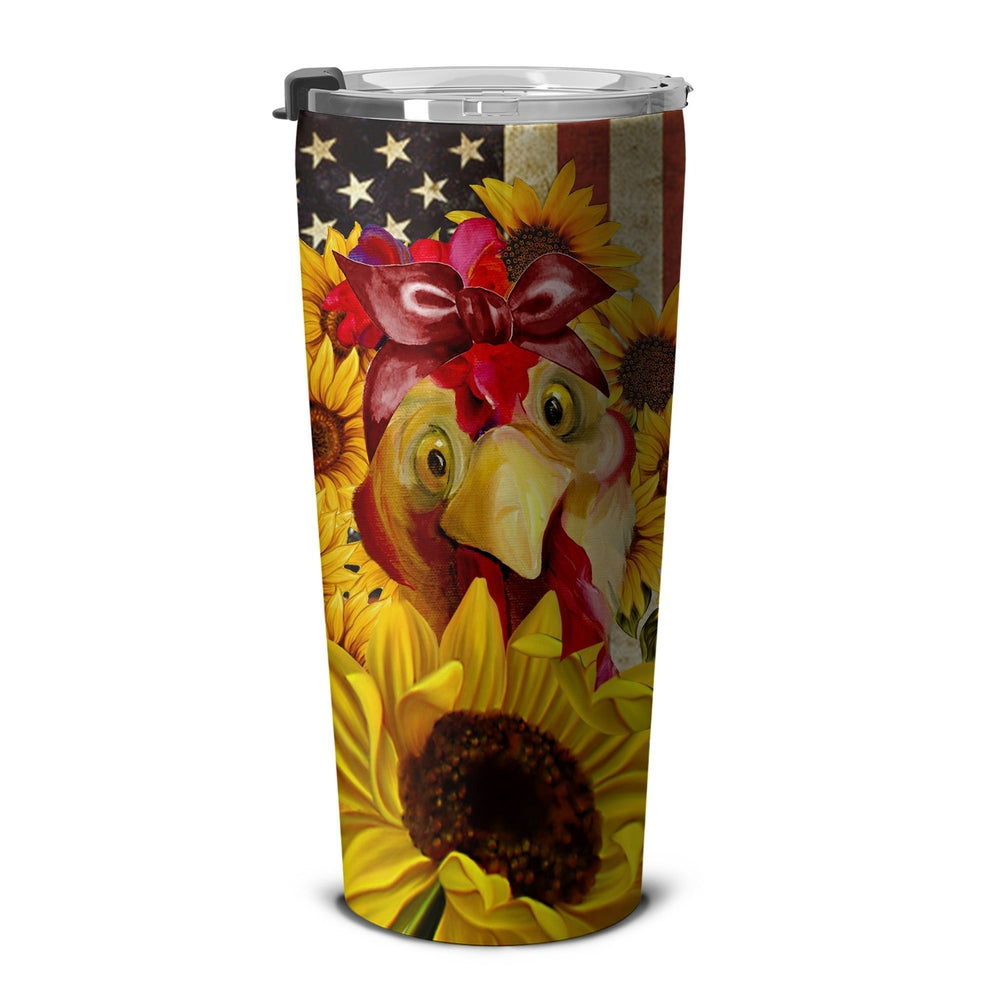 Chicken Sunflower Tumbler Stainless Steel Custom American Flag