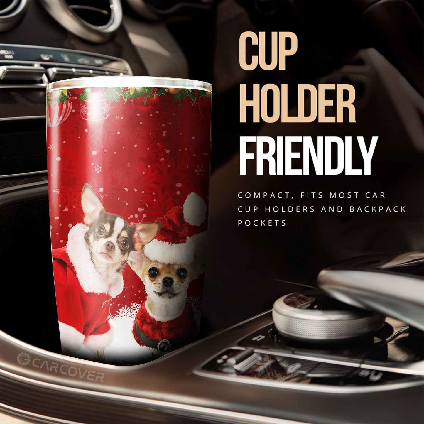 Chihuahuas Christmas Tumbler Cup Custom Car Accessories For Dog Lovers