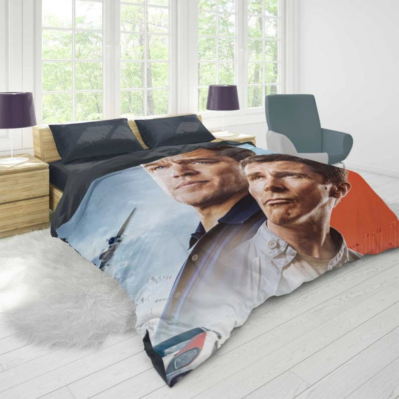 Christian Bale Matt Damon in Ford v Ferrari Film Duvet Cover