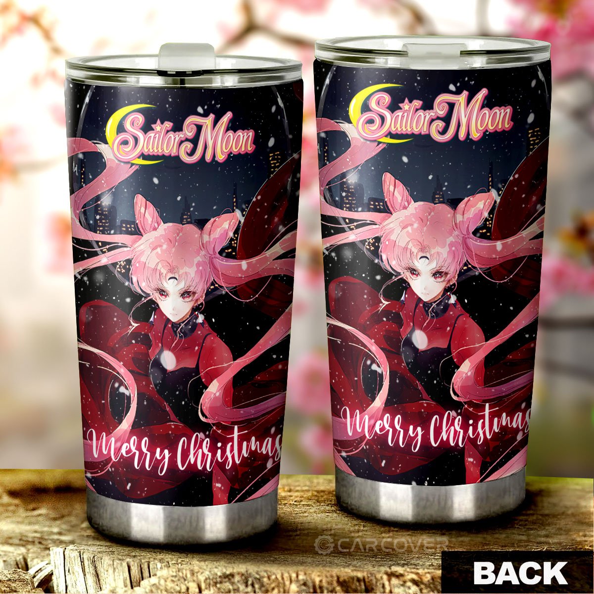 Christmas Black Lady Tumbler Cup Custom Anime Sailor Moon Car Accessories