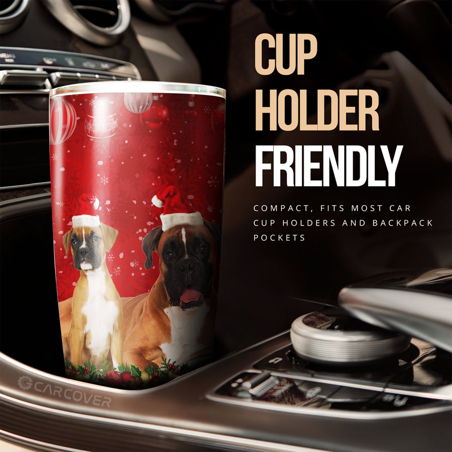 Christmas Boxers Dog Tumbler Cup Custom Car Accessories