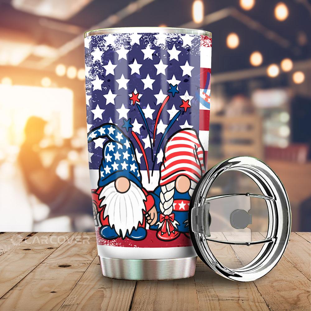 Christmas Gnome Tumbler Cup Custom US Flag Car Interior Accessories