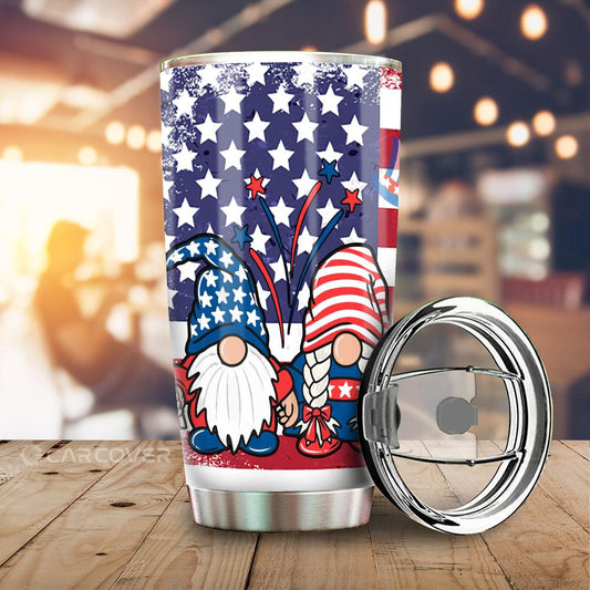 Christmas Gnome Tumbler Cup Custom US Flag Car Interior Accessories