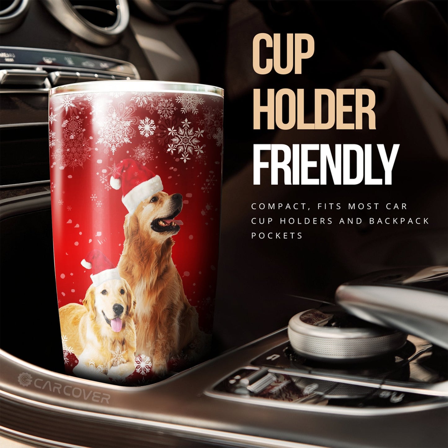 Christmas Golden Retrievers Tumbler Cup Custom Dog Car Interior Accessories