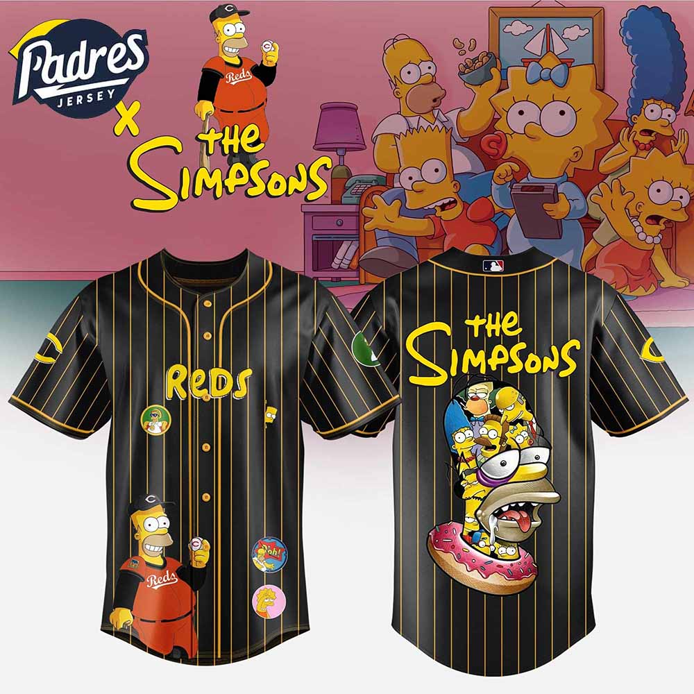 Cincinnati Reds MLB x The Simpsons Baseball Jersey Style - Padres Jersey Oasis: Elevate Your Baseball Style Game