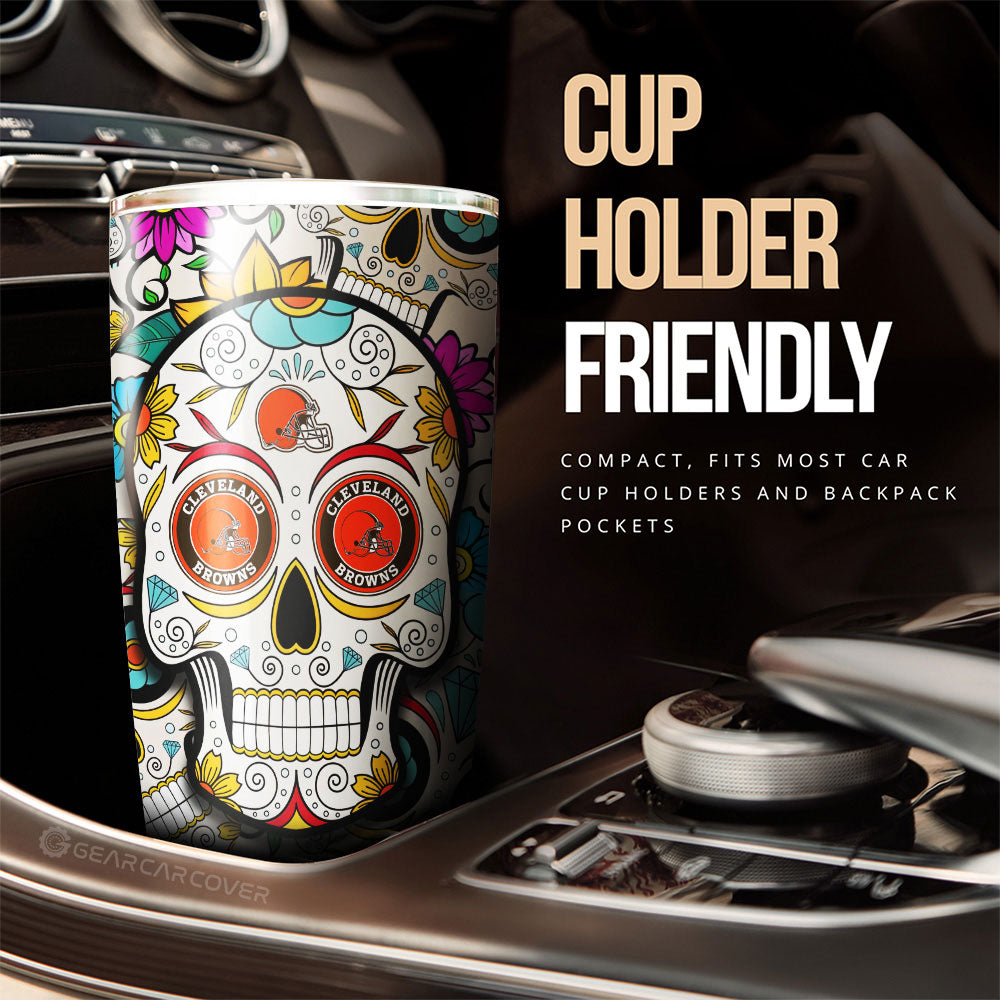 Cleveland Browns Tumbler Cup Custom Sugar Skull Car Accessories