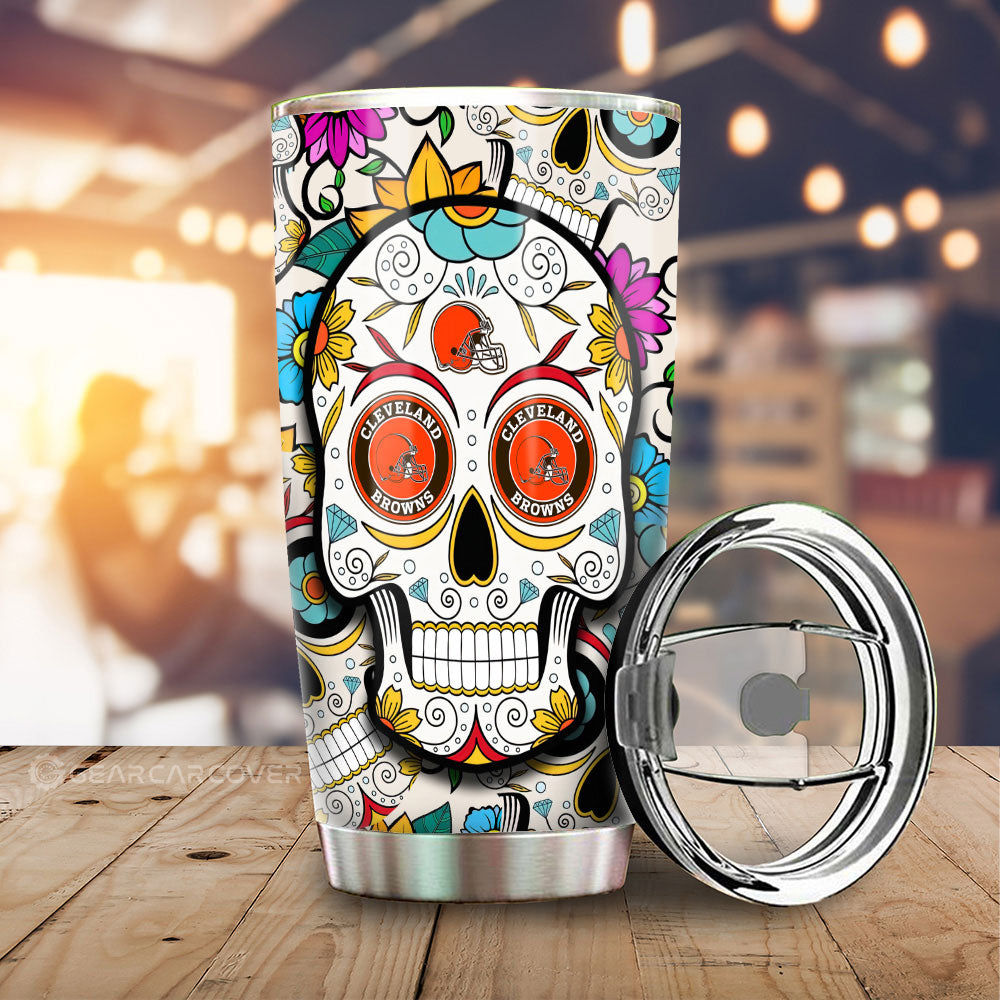 Cleveland Browns Tumbler Cup Custom Sugar Skull Car Accessories