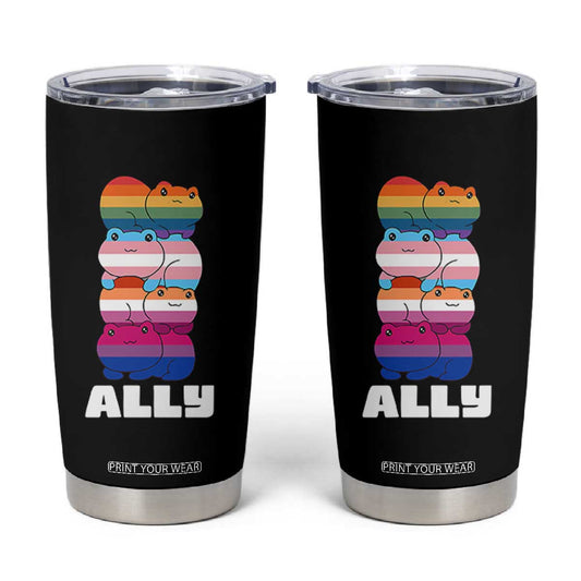 Colorful LGBTQ+ Ally Frogs Stack Tumbler Cup Kawaii Gay Pride Support TS02