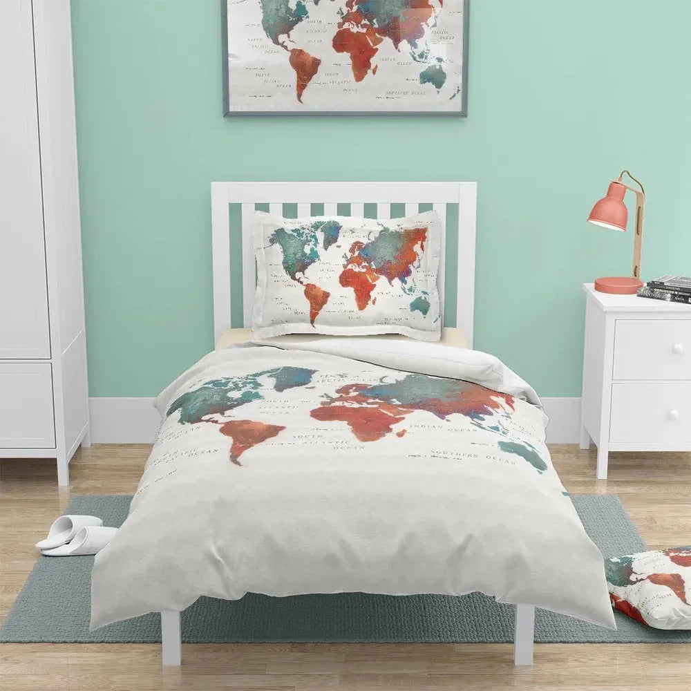 Colorful World Duvet Cover Bedding Set | Personalized 3-pc Duvet Cover With Pillowcases