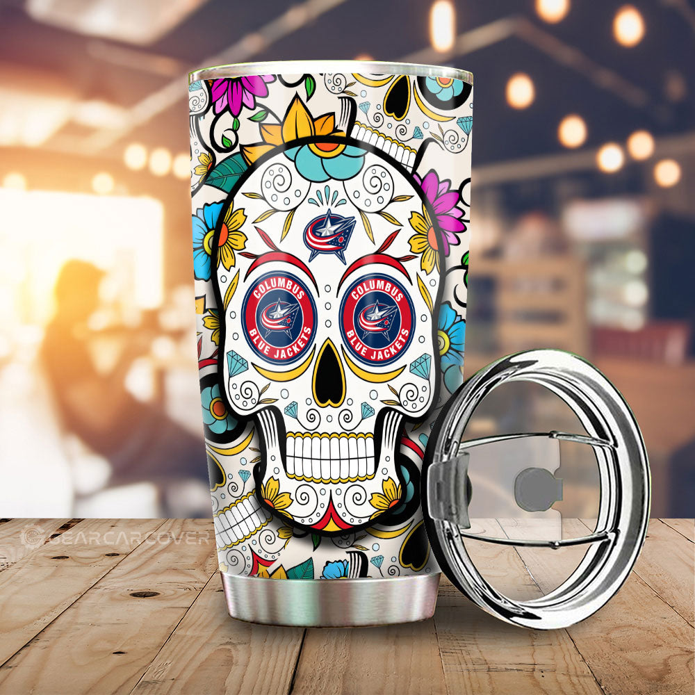 Columbus Blue Jackets Tumbler Cup Custom Sugar Skull Car Accessories