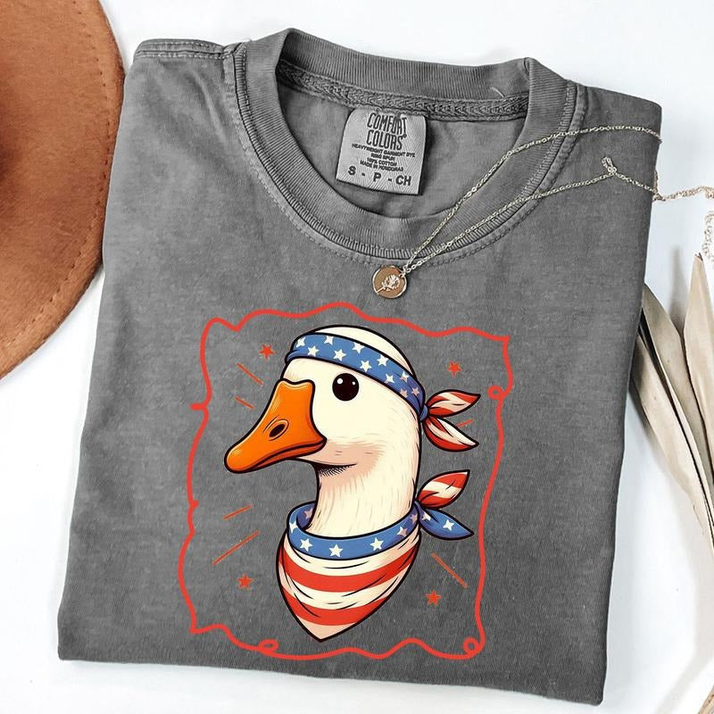 Comfort Colors 4th Of July Goose Shirt, Patriotic Goose T-Shirt, Funny Fourth Of July Tee
