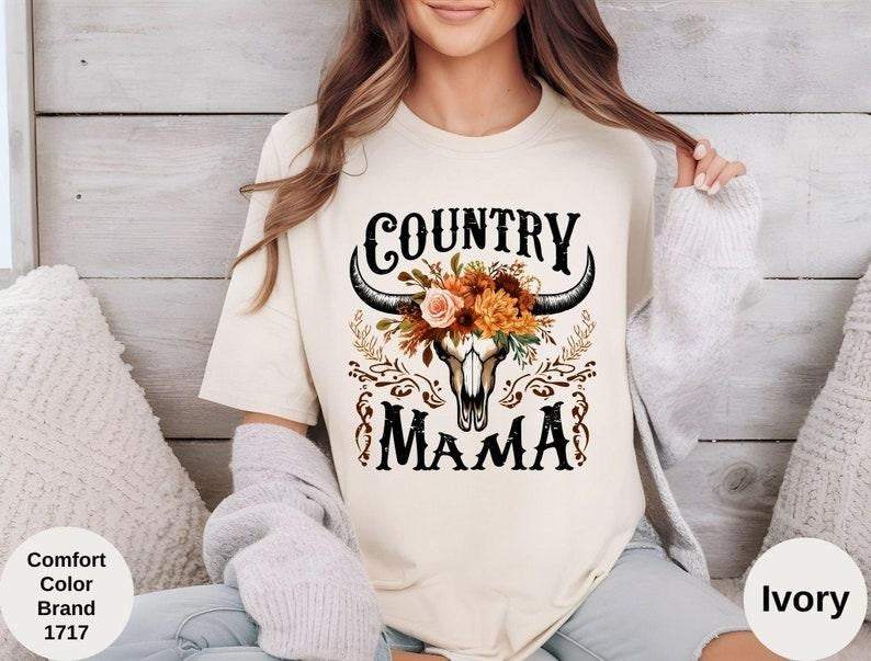 Comfort Colors Country Mama Shirt, Floral Western Mama T-Shirt, Rodeo Mama Tee, Funny Mama Tee
