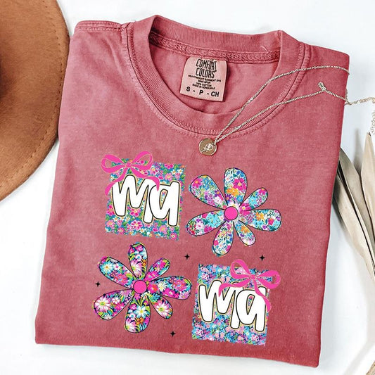 Comfort Colors Floral Mama Coquette T-shirt, Preppy Mama Shirt, Retro Mama Flower Shirt, Mother's Day Gift, Unisex T-Shirt